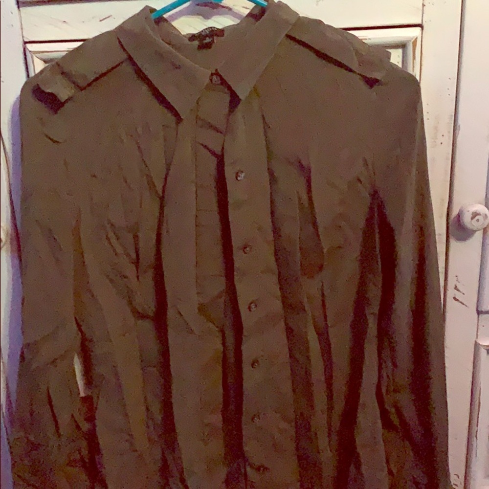 Gray button-up blouse